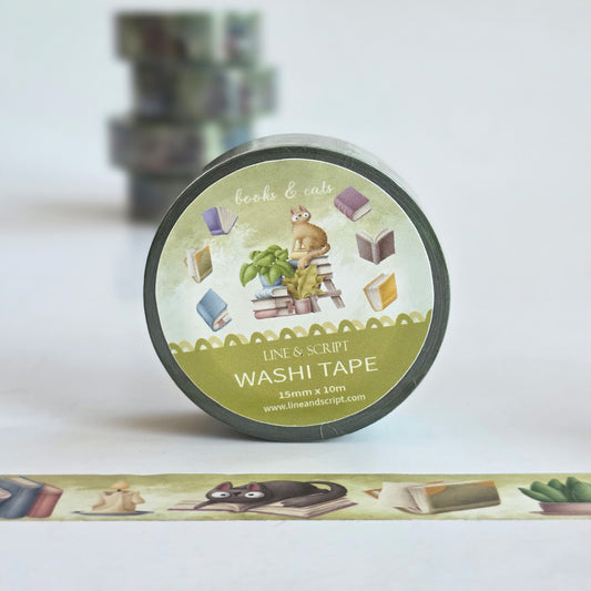 Books & Cats Washi Tape