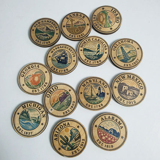 State Stamp Wood Magnet | All 50 States