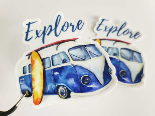 Explore Retro Van Sticker