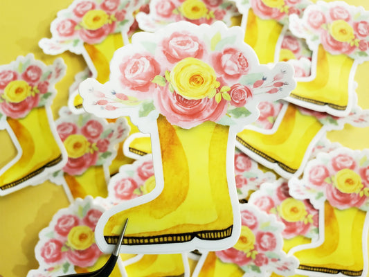 Boot with Flowers Sticker