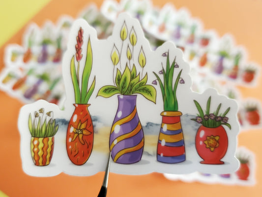 Flower Vases Sticker (CLEAR)