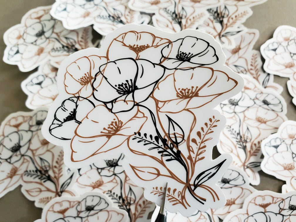 Poppy Bouquet Sticker (CLEAR)