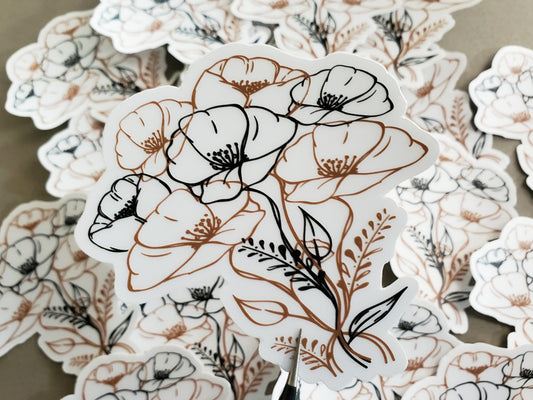 Poppy Bouquet Sticker (CLEAR)