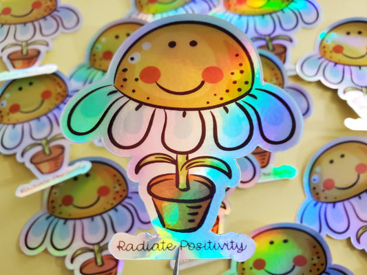 Radiate Positivity Daisy Sticker (HOLOGRAPHIC)