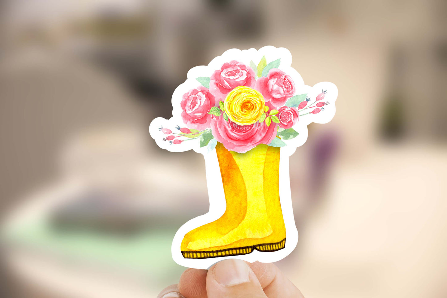 Boot with Flowers Sticker