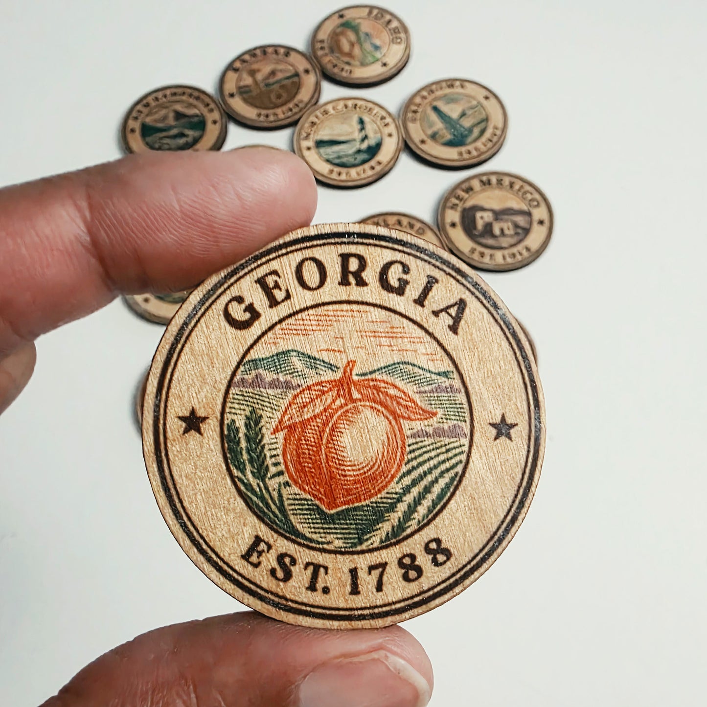 State Stamp Wood Magnet | All 50 States