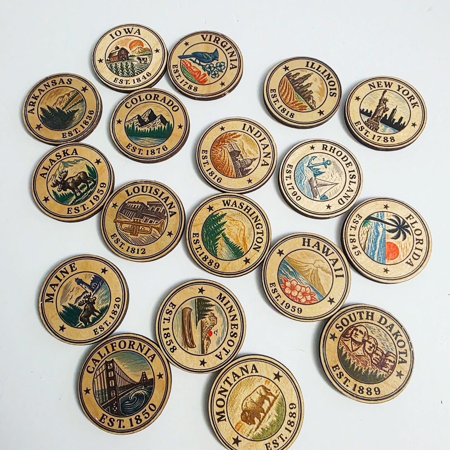 State Stamp Wood Magnet | All 50 States