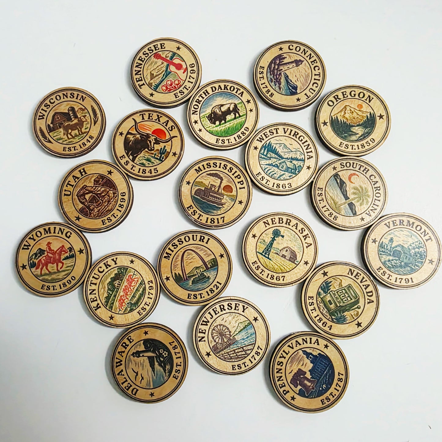 State Stamp Wood Magnet | All 50 States