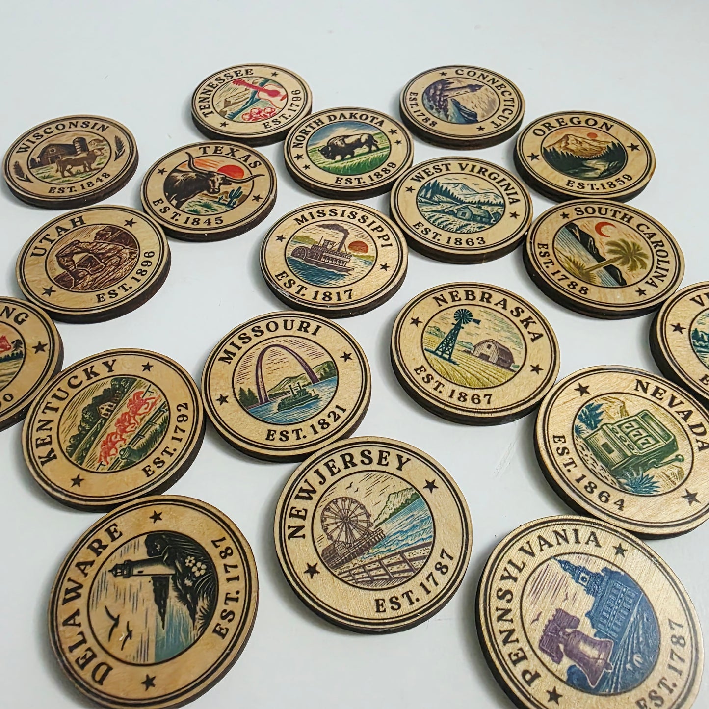 State Stamp Wood Magnet | All 50 States