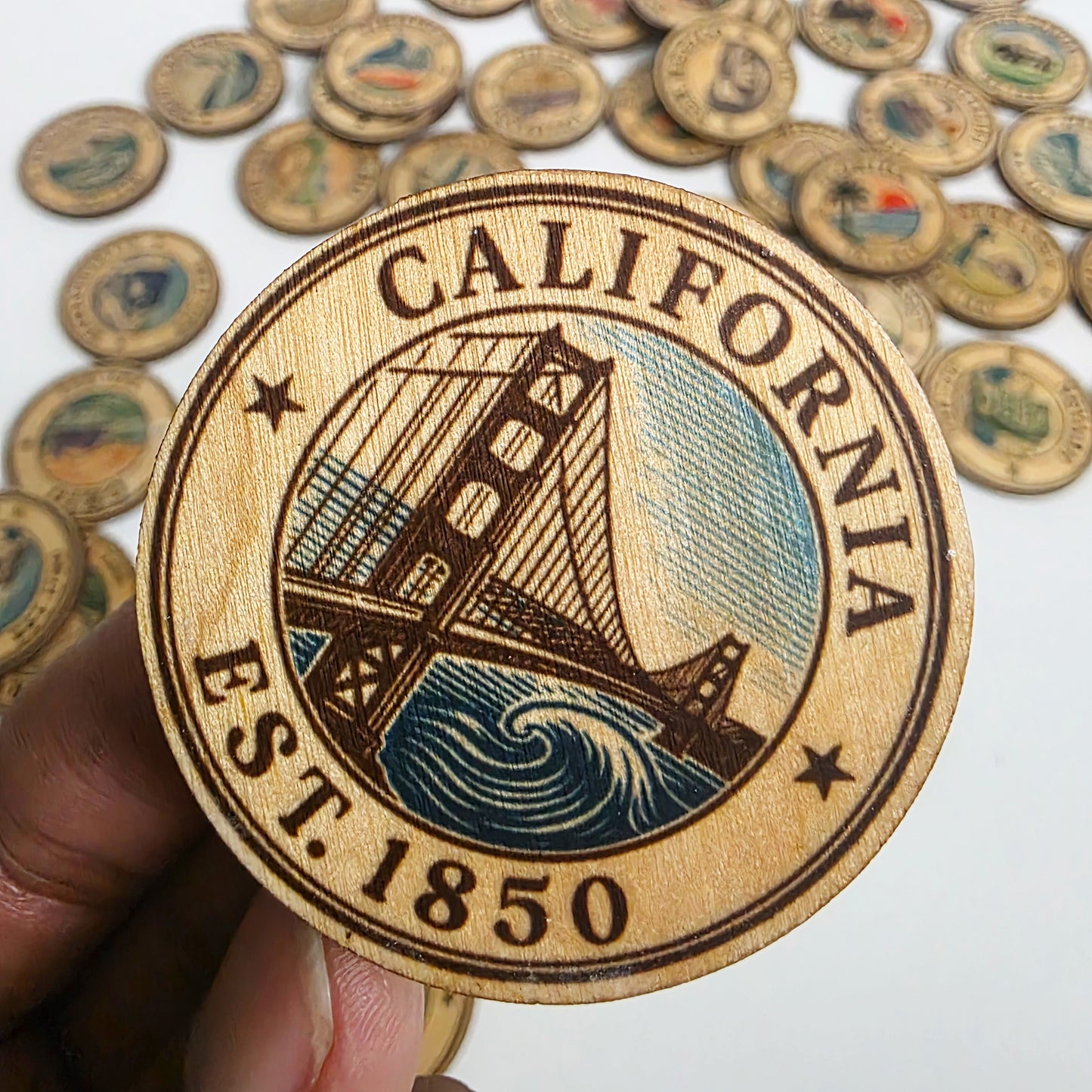 State Stamp Wood Magnet | All 50 States